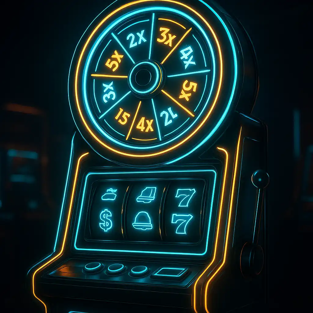 Crazy Time slot cabinet glowing on the BetMoosh arcade floor